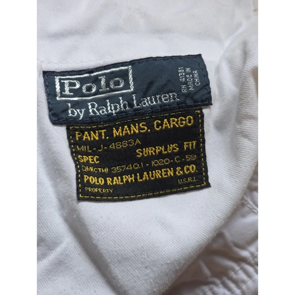 Polo Ralph Lauren Mens 36 Cargo Shorts White Cotton Multi Pocket Outdoor Utility